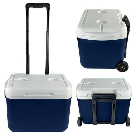 Ozark Trail 30 Quart Capacity Hard Side Wheeled Cooler, 42-Can, Navy