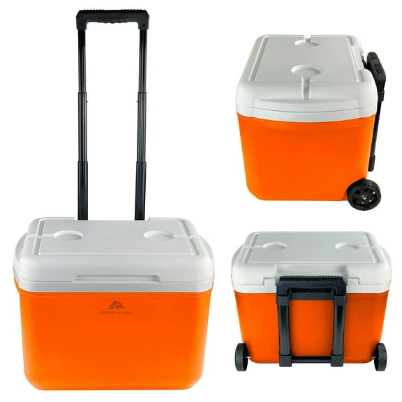 Ozark Trail 30 Quart Capacity Hard Side Wheeled Cooler, 42-Can, Orange