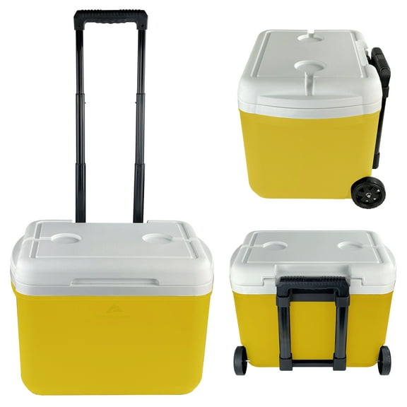 Ozark Trail 30QT Rolling Hard Side Cooler, Yellow Gold