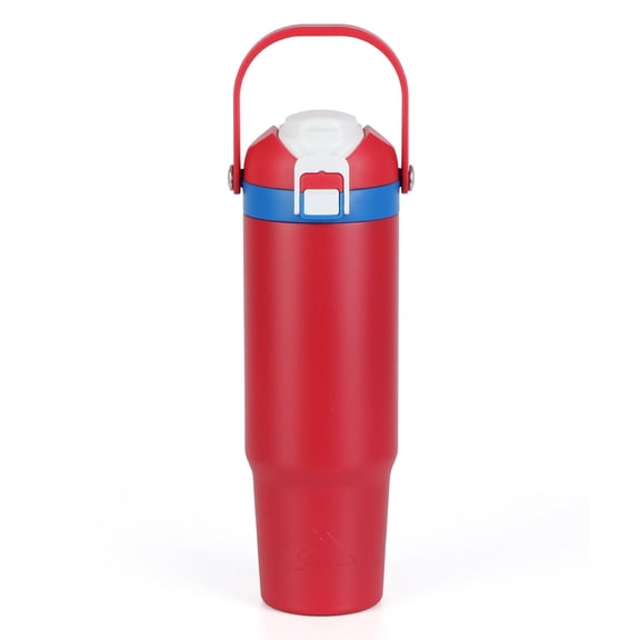 Ozark Trail 30oz Vacuum-Insulated Stainless Steel Dual Lid Insulated Tumbler, Double Wall Vacuum Insulated Travel Tumbler with Sip & Chug Lid, Patriotic Red
