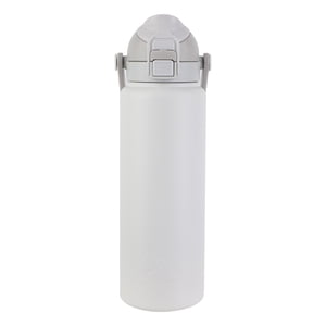 Botella de agua aislada al vacío de acero inoxidable de 30 oz con doble tapa, pared doble, tapa para sorber y verter, color gris claro