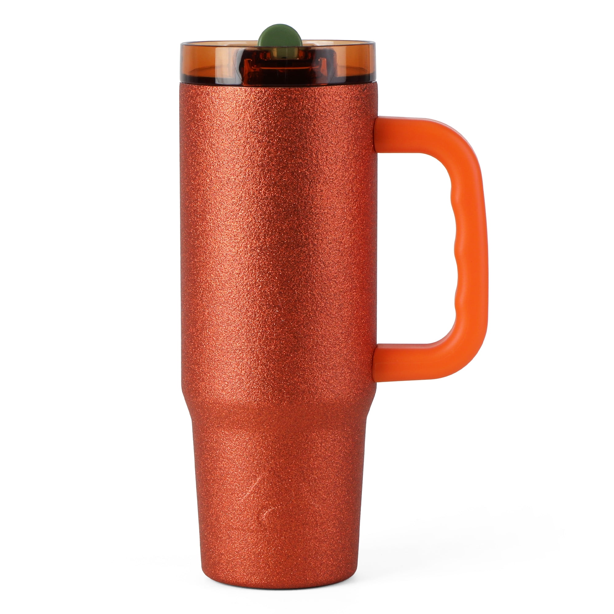 Ozark Trail 30 oz Limited Edition Stainless Steel Insulated Tumbler with Handle, Orange Glitter