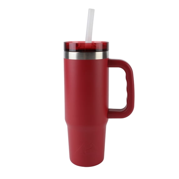 Ozark Trail 30 oz Stainless Steel Insulated Tailgating Tumbler with Handle, Dark Red