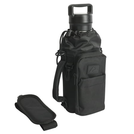Ozark Trail 32-40 fl oz Water Bottle Sling with Shoulder Strap and Front Zipper Pocket, Black