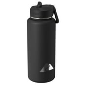 Ozark Trail 32 fl oz Black Insulated Stainless Steel Wide Mouth Water Bottle, Loop Handle, Flip Lid