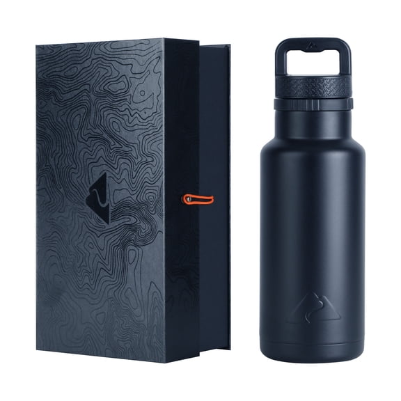 Ozark Trail 36oz Stainless Steel Water Bottle, Gift Box Included, Black