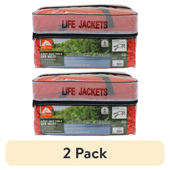 (8 pack) Ozark Trail 4-Pack Adult Type II Life Vest, Includes Storage Bag, Orange