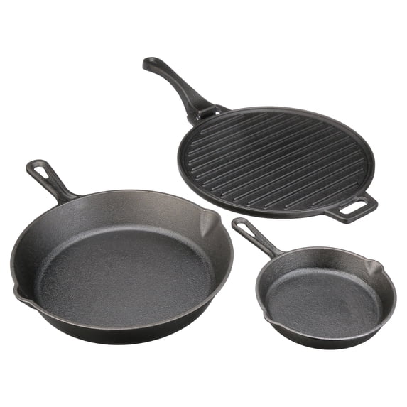 Ozark Trail 4-Piece Pre-Seasoned Skillet and Griddle Set, Cast Iron