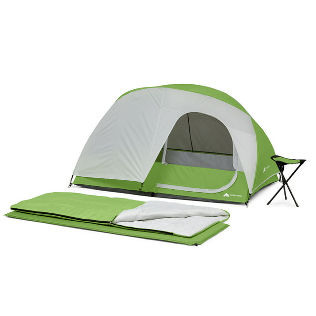 Ozark Trail 4 Piece Weekender Backpacking Camp Combo (Includes tent, sleeping bag, camp pad, stool)