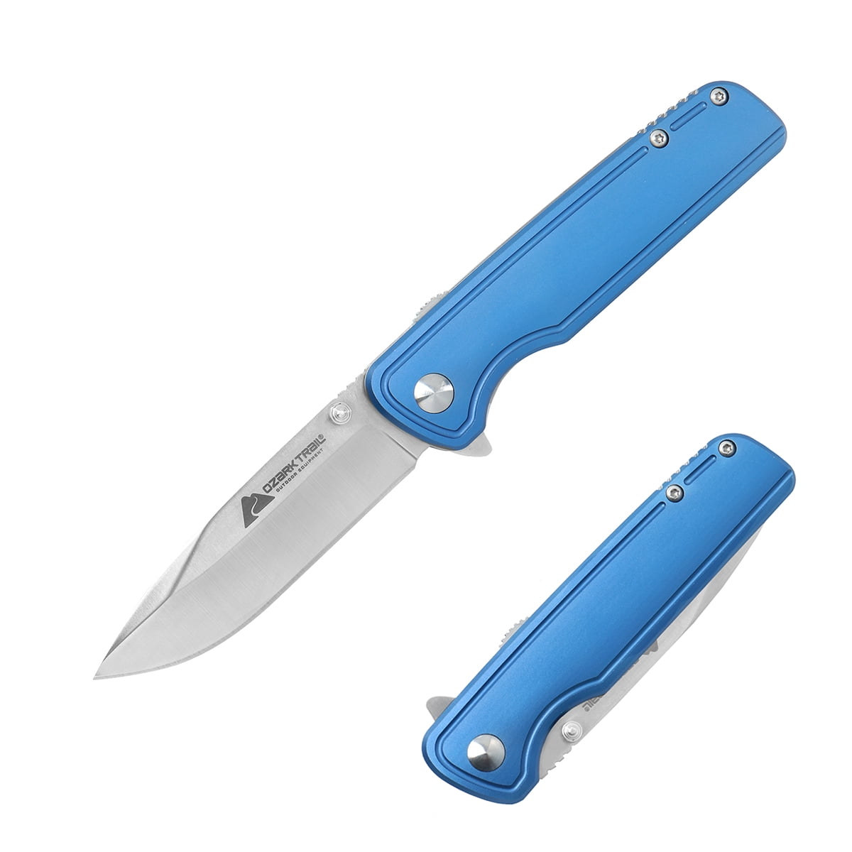 Ozark Trail 4 inch Folders Pocket Knife Blue Handle Spring Assited