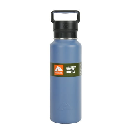 Ozark Trail 40 oz Stainless Steel Insulated Twist Cap Chug Water Bottle, Blue