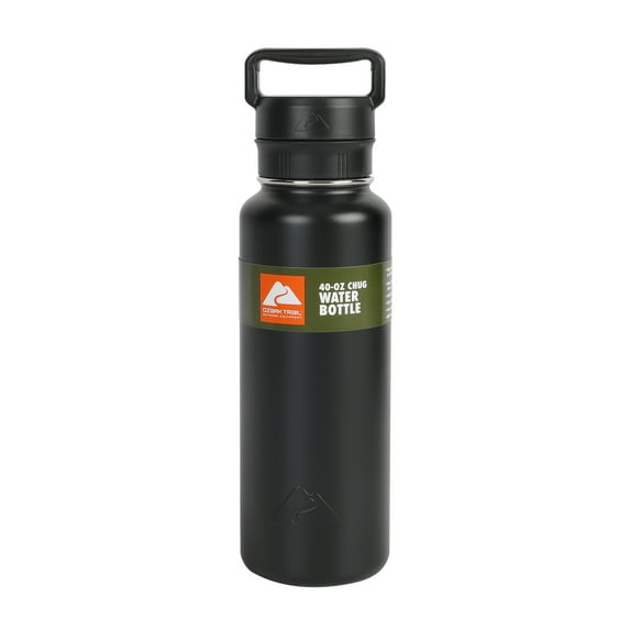 Ozark Trail 40 oz Vacuum Insulated Stainless Steel Water Bottle, Black