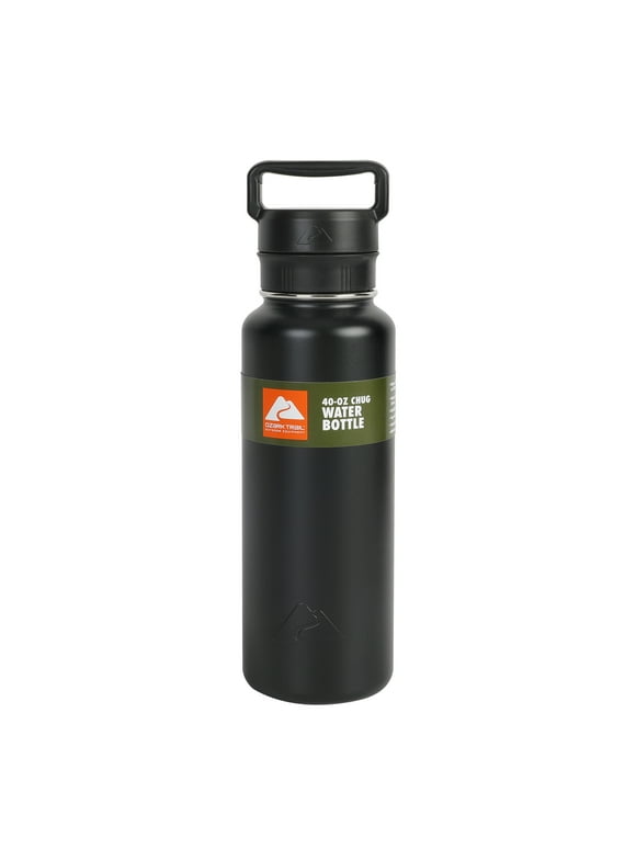 Ozark Trail 40 fl oz Insulated Stainless Steel Water Bottle, Twist Cap with Loop Handle, Black