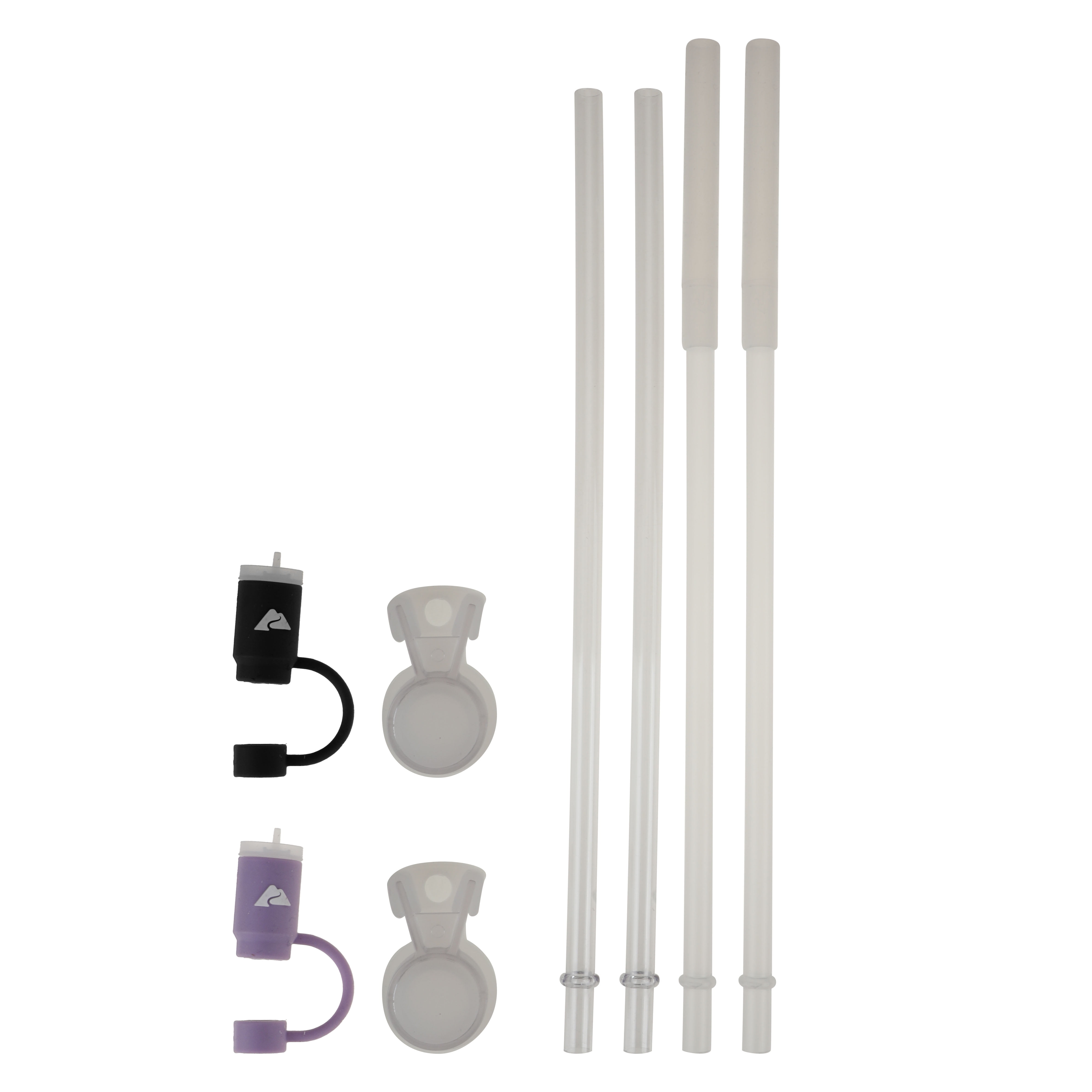 Ozark Trail 40 oz Tumbler with Handle Replacement Straws and Covers, White, 8 Pieces