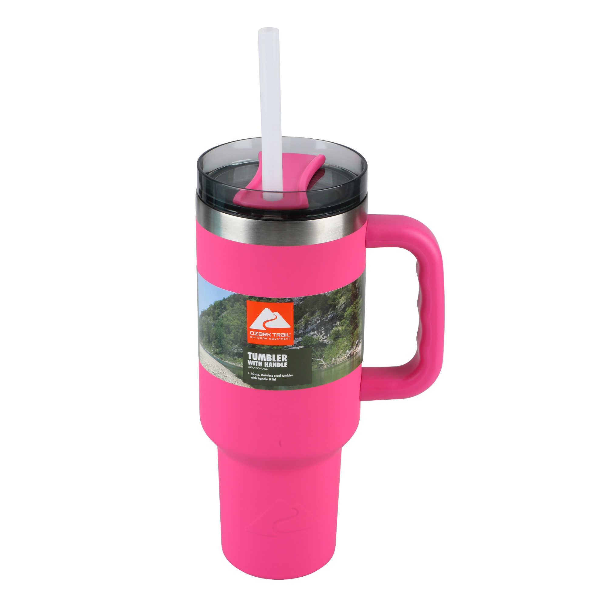 Ozark Trail 40 oz Vacuum Insulated Stainless Steel Tumbler Hot Pink - image 1 of 9