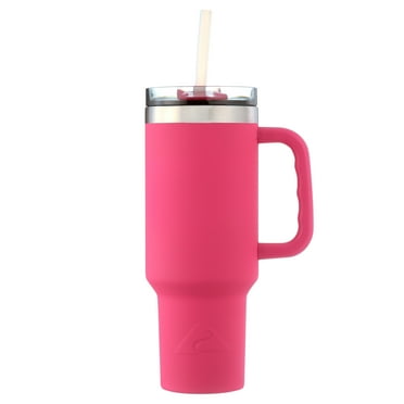Ozark Trail 40 oz Vacuum-Insulated Stainless-Steel Tumbler with Handle, Hot Pink