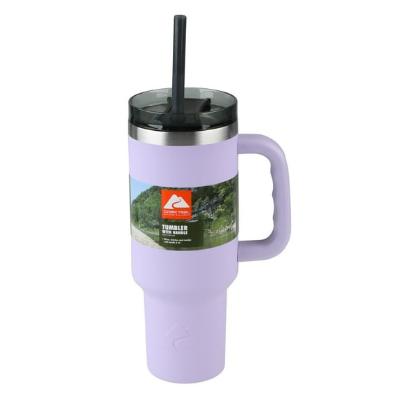 Ozark Trail 40 oz Vacuum-Insulated Stainless-Steel Tumbler with Handle, Purple
