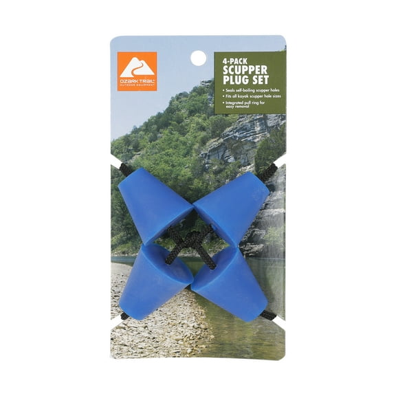 Ozark Trail 4PC Kayak Scupper Hole Plugs, Kayak Drain Stoppers, Blue