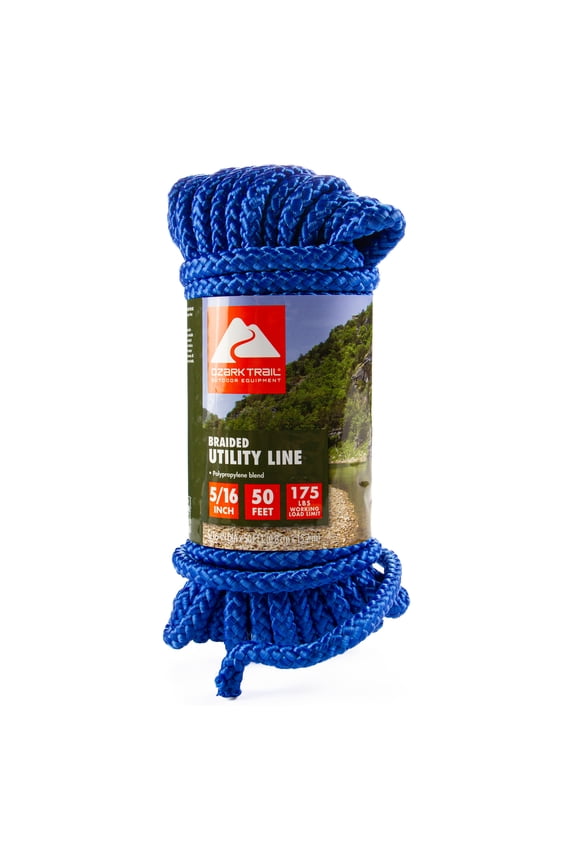 Braided Polypropylene Blend Utility Line, 5/16 in x 50 ft, 175 lb Maximum Working Load, Blue