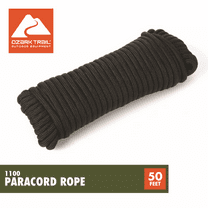 Ozark Trail Paracord Rope, 50 Foot, 1100 lb Strength, 14 Strand Core, 100% Polyester, Black