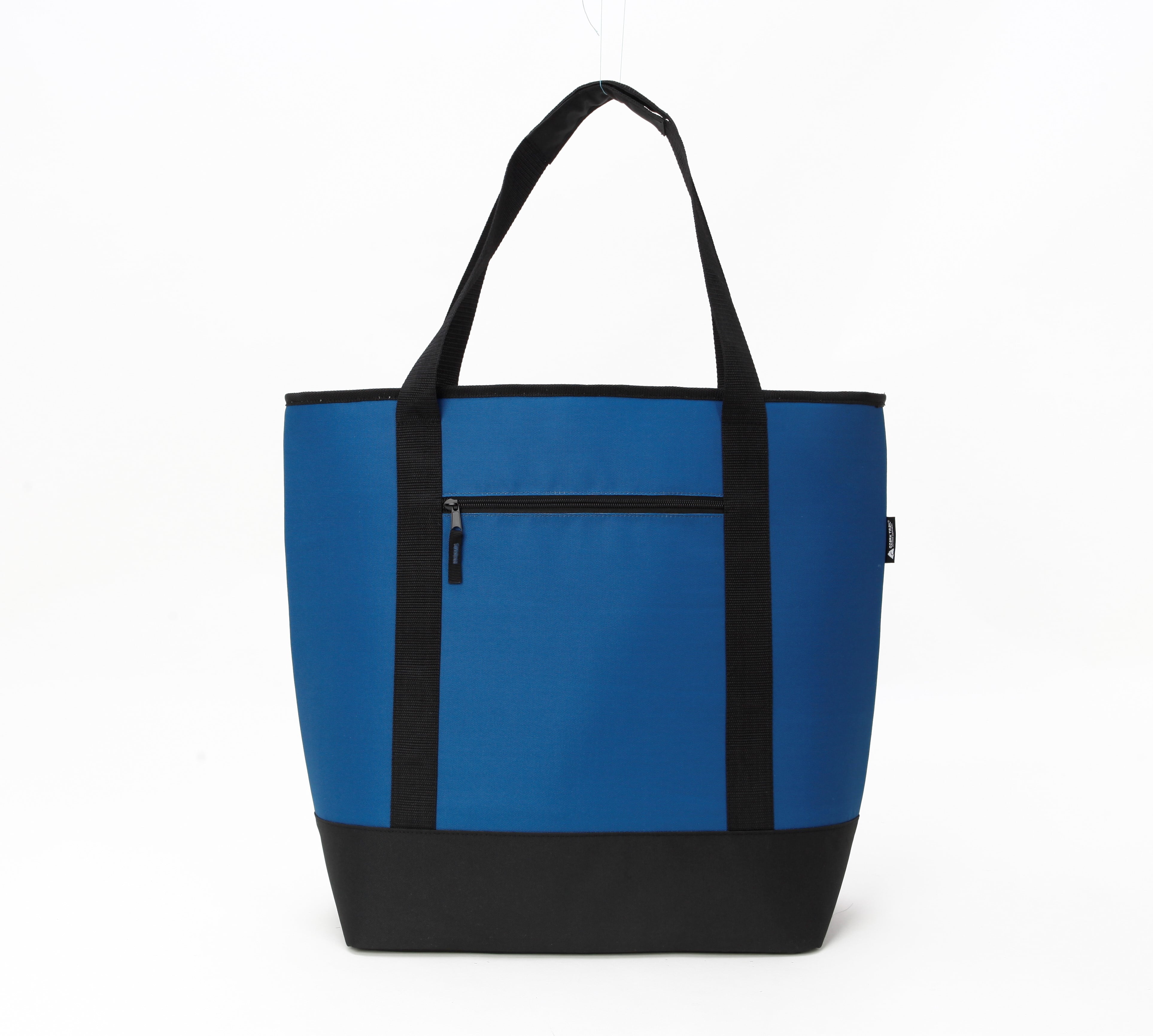 Blue and Black Insulated Cooler Tote Bag, 50 Cans Capacity