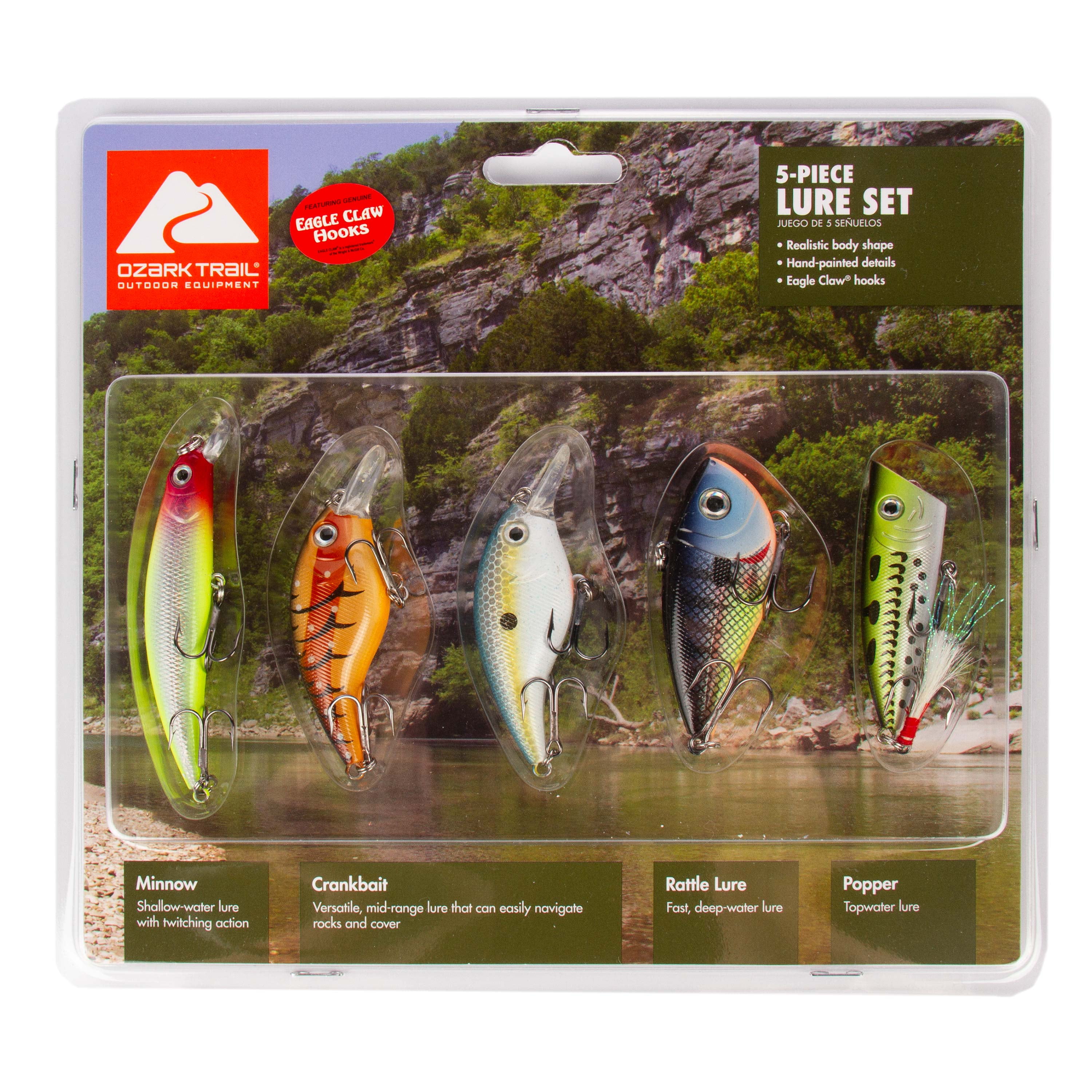 Ozark Trail 5pc Freshwater Hard Plastic Lure Kit Assortment.