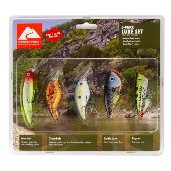 Ozark Trail 5pc Freshwater Hard Plastic Lure Kit Assortment.