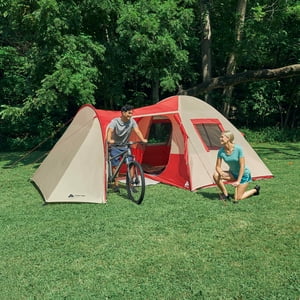 Carpa tipo domo Ozark Trail para 6 personas con área de descanso, 15 pies x 11 pies, roja y beige