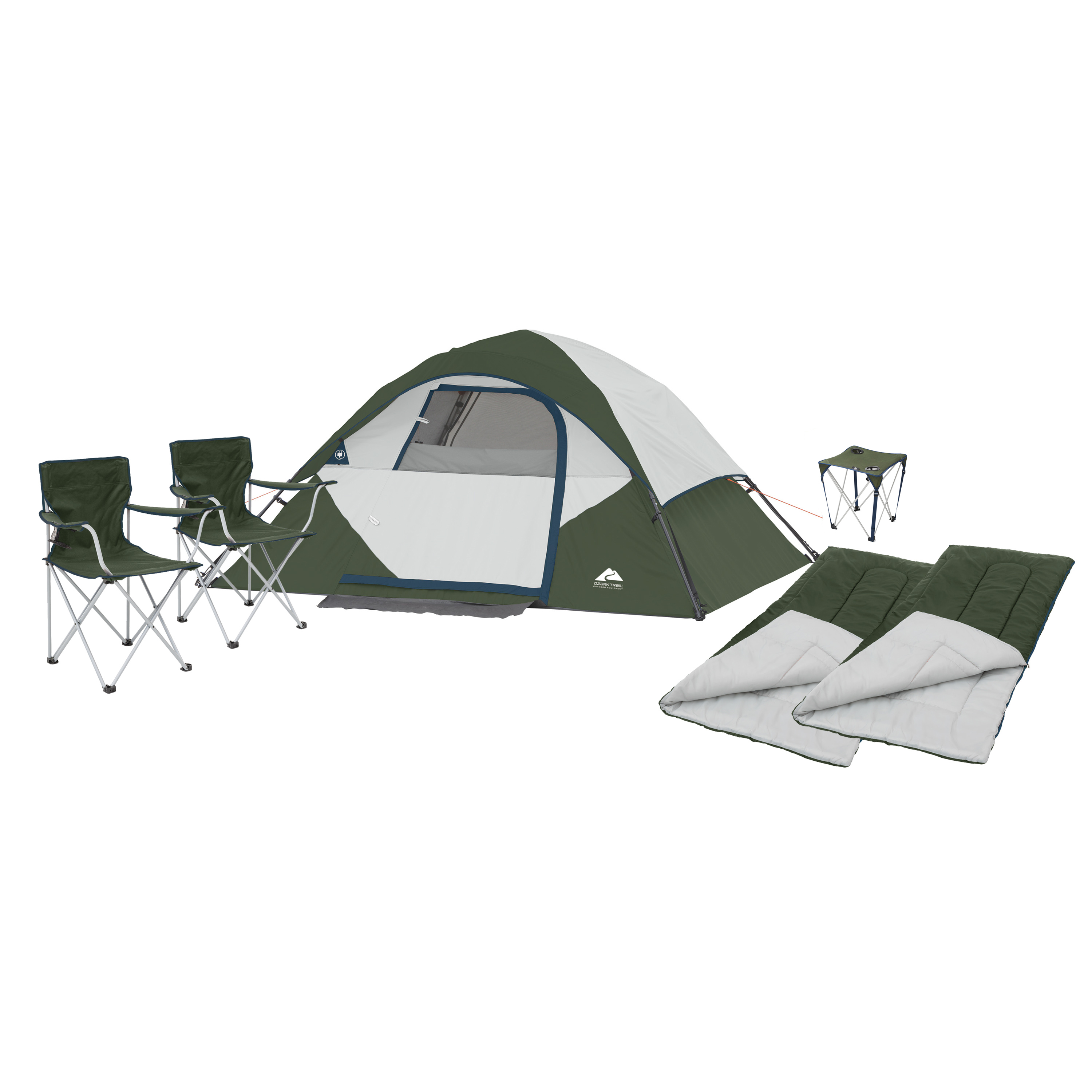 Ozark Trail 6-Piece Camping Combo -Green (Includes tent, chairs, sleeping bags, and table) - image 1 of 8