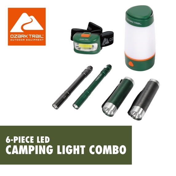 Ozark Trail LED Combo Kit with Flashlight, Headlamp, Lantern, and Penlight