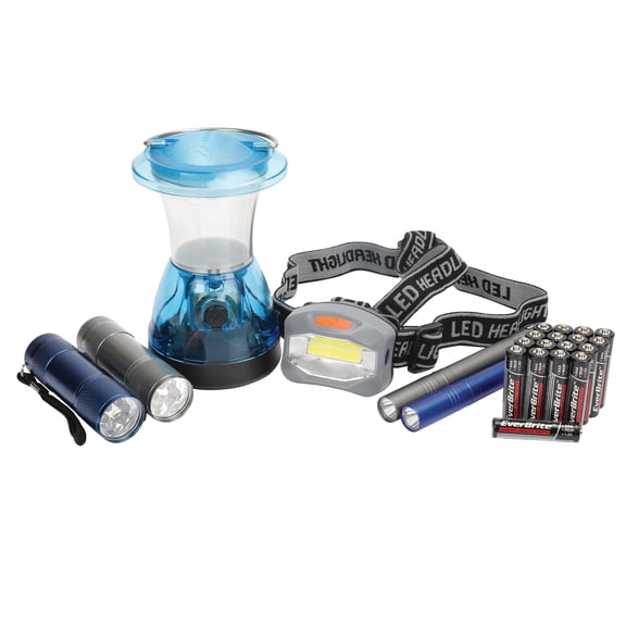 Ozark Trail 6 Piece LED Flashlight, Headlamp, Lantern, and Penlight Combo Set for Camping and Emergencies