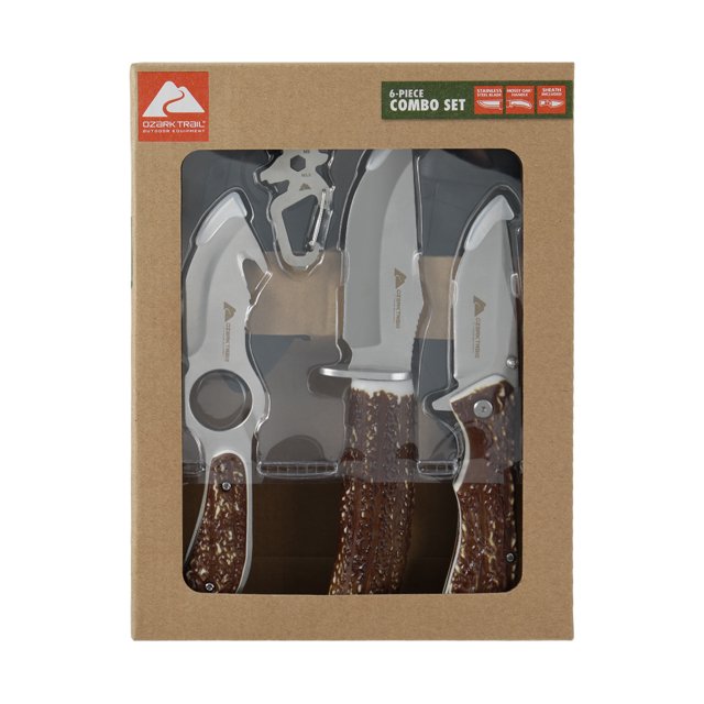 Ozark Trail 6 Piece Tactical Knife Set, 8.5 inch Blade Fixed Blade