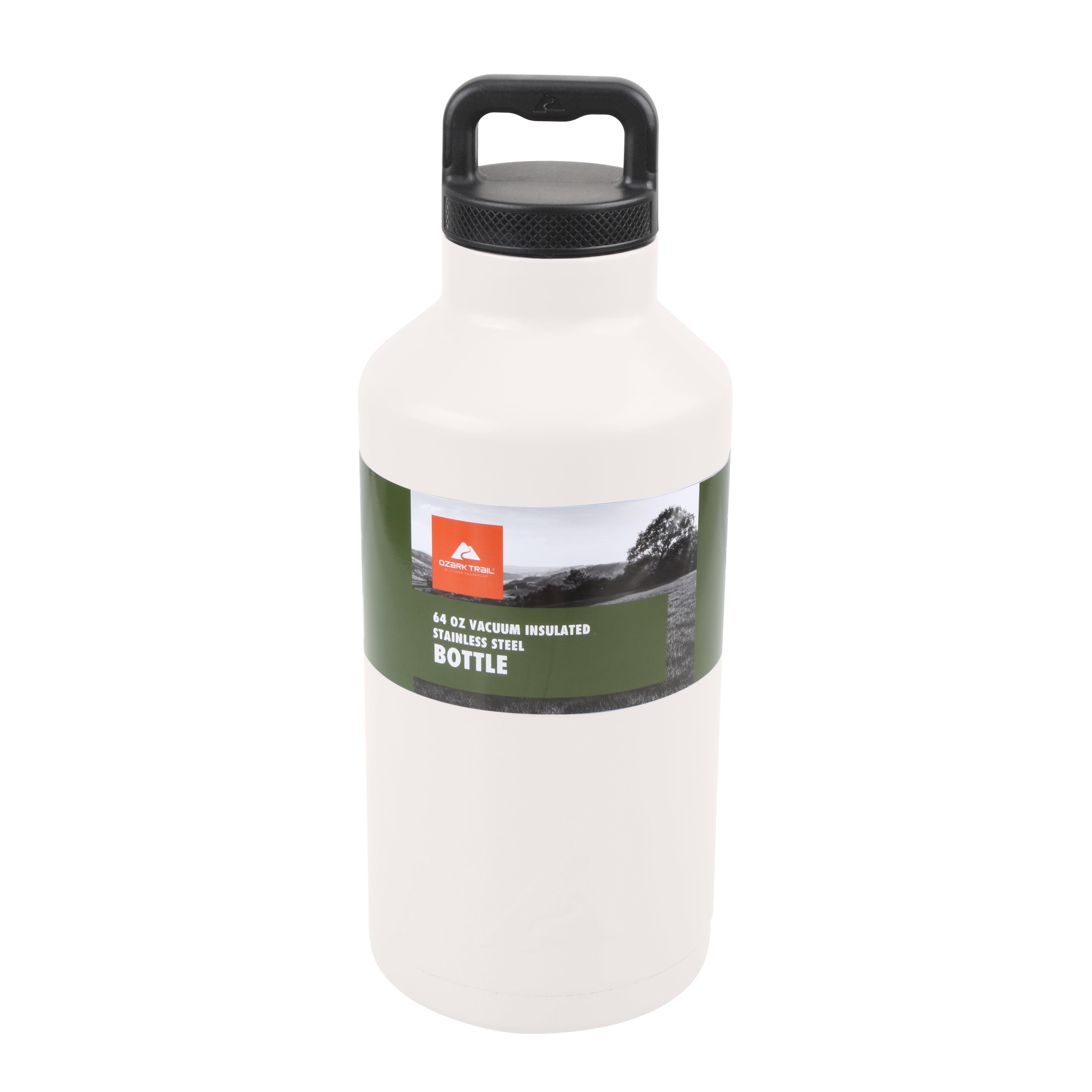 Ozark Trail 64 oz Double-wall Vacuum-sealed Stainless Steel Water Bottle, White