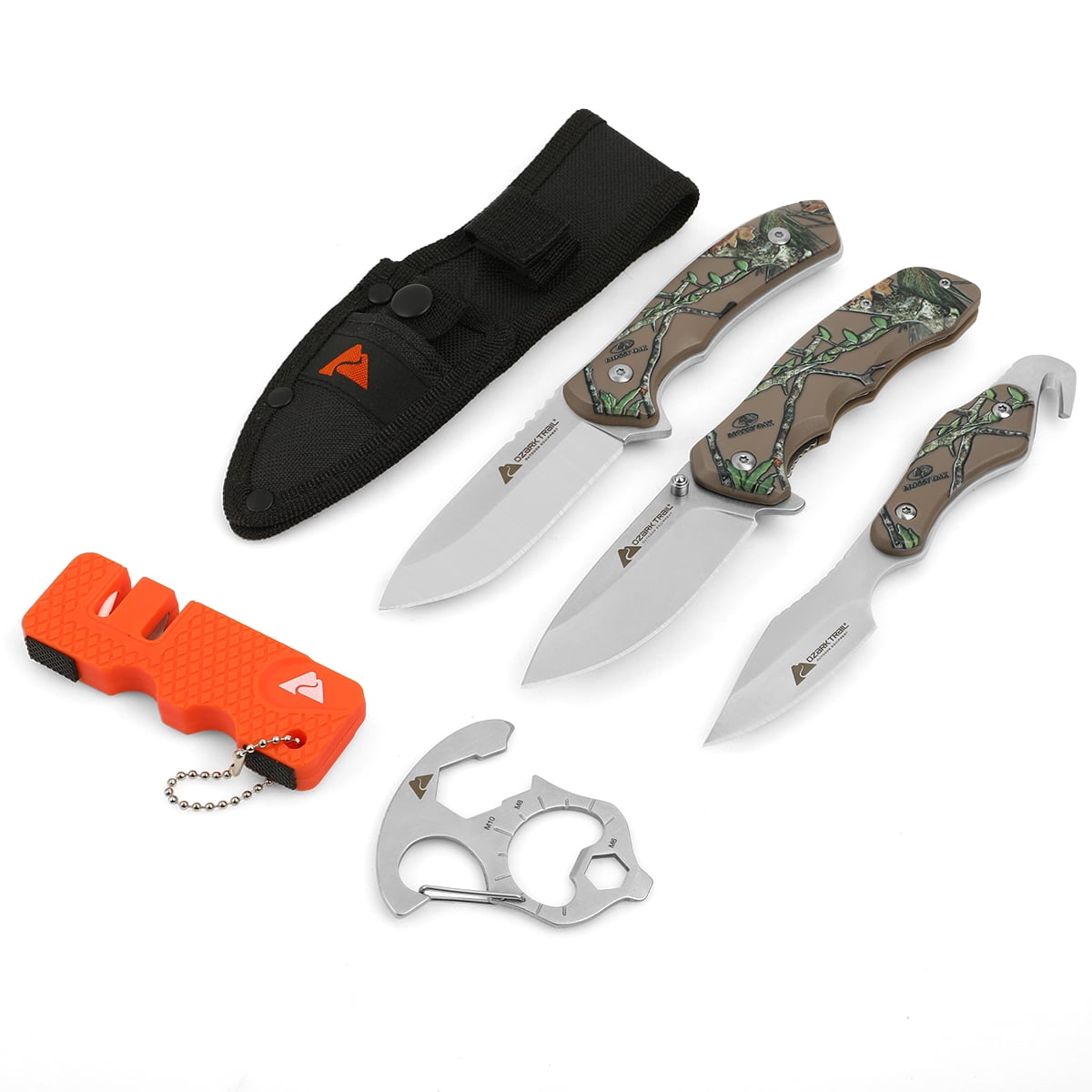 Ozark Trail 7.6"Blade Length Hunting Knife 6 Pcs Tactical Knives Moss Green