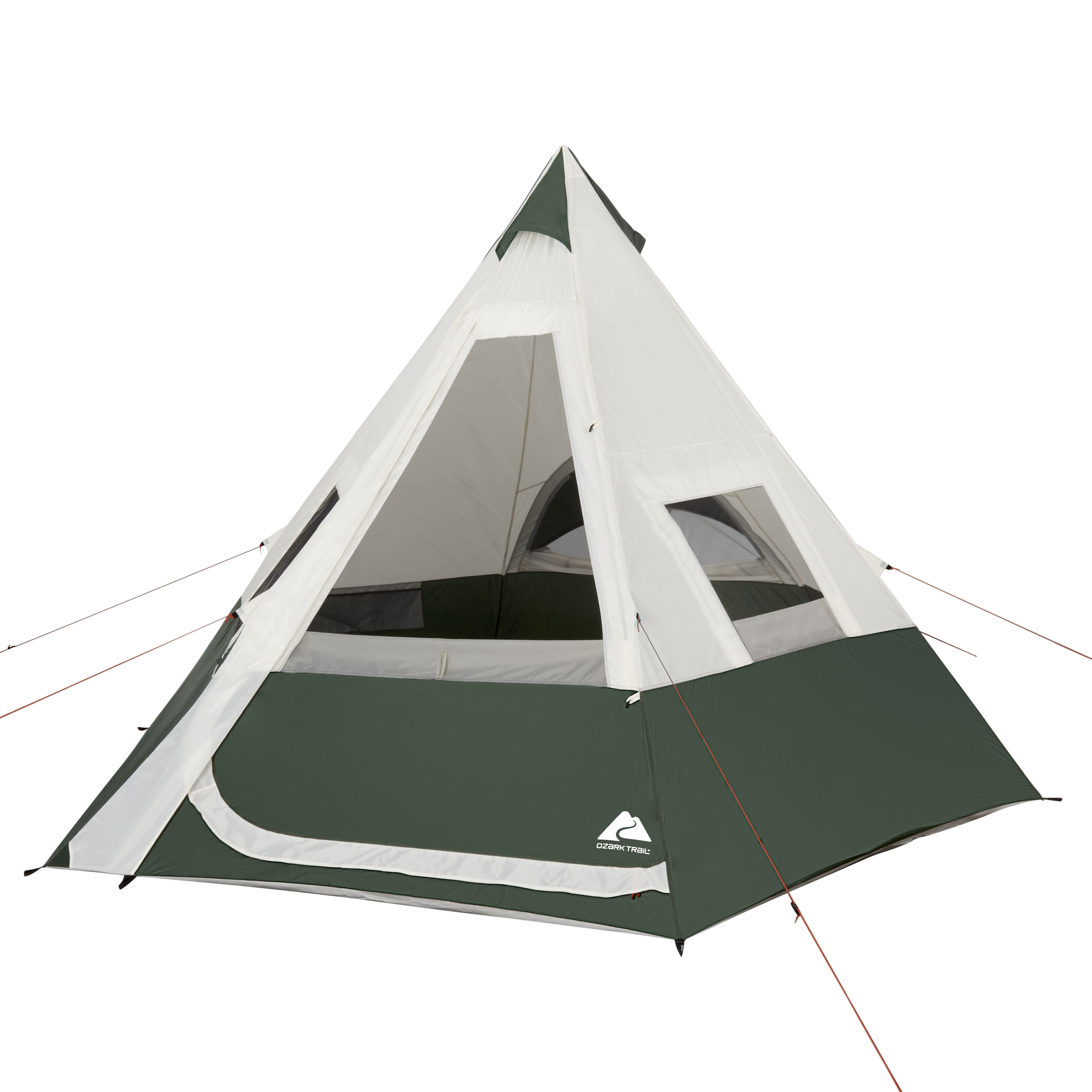 Ozark Trail 7-Person 1-Room Teepee Tent, with Vented Rear Window, Green - image 1 of 12