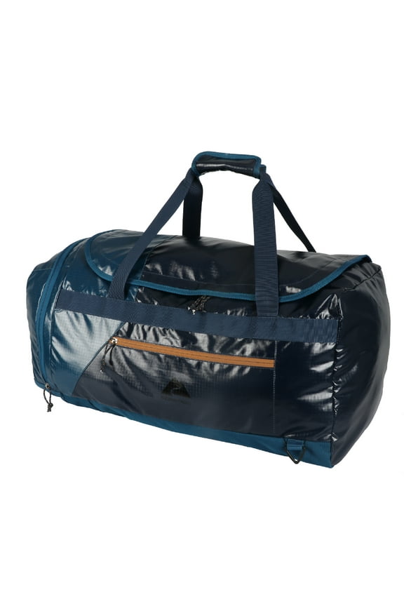 70L Coated Polyester Ripstop Duffel Bag, with Backpack Straps for Travel, Blue