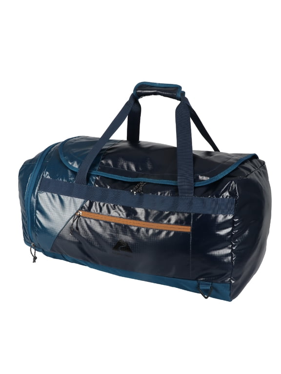 70L Coated Polyester Ripstop Duffel Bag with Backpack Straps, Blue