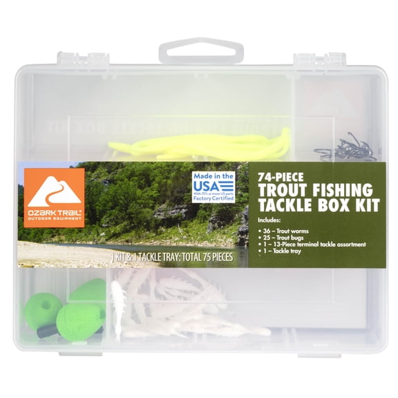Ozark Trail 74Piece Trout Fishing Tackle Box Kit