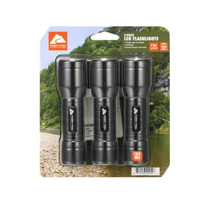 Ozark Trail LED Flashlight, 750 Lumens, IPX4 Water Resistant, 6 Hour Runtime, 3 Pack