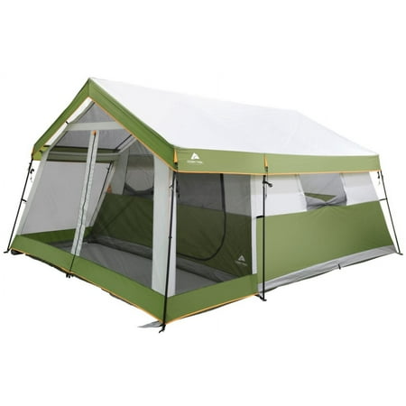 Ozark Trail 8-Person Family Cabin Tent 1 Room with Screen Porch, Green, Dimensions: 12'x11'x7', 45.86 lbs