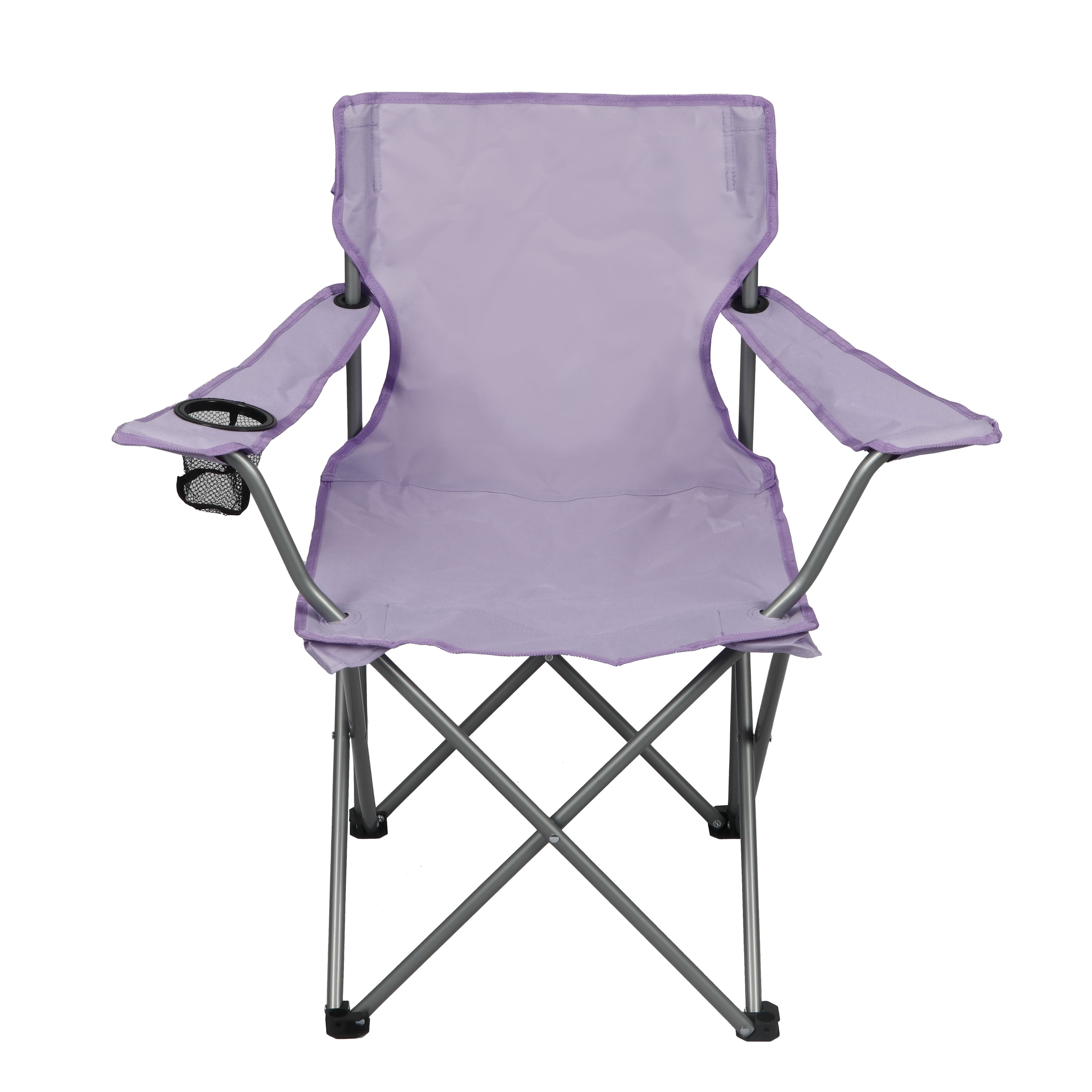 Ozark Trail Basic Quad Folding Camp Chair with Cup Holder, Lavender, Adult