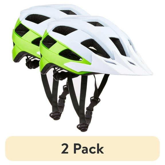 (2 pack) Ozark Trail Adult Bike Helmet, White and Lime Green (Ages 14+)