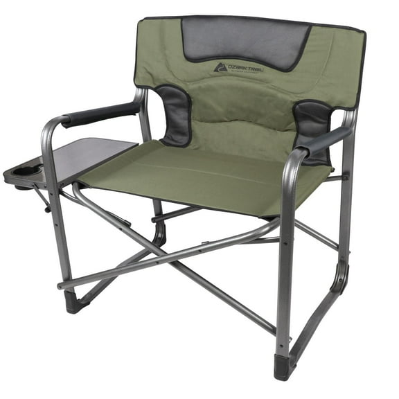 Ozark Trail XXL Director Camping Chair with Side Table, Green. Weight Capacity 400 lbs.