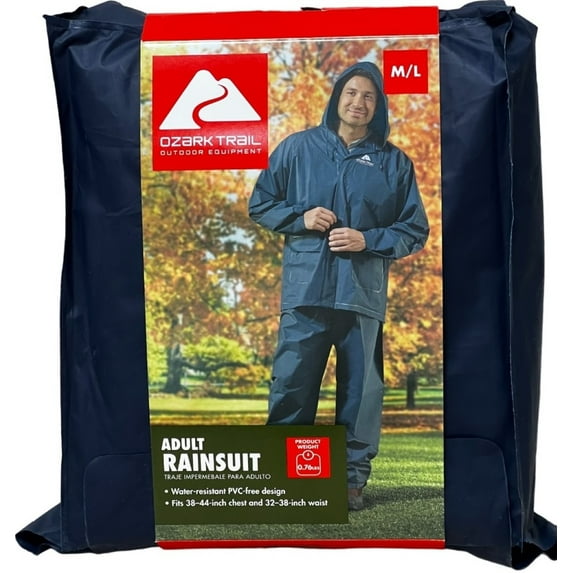 Ozark Trail Adult EVA Rainwear Suit for Men, Size Medium/Large - Fits 38-44 Inch Chest and 32-38 Inch Waist