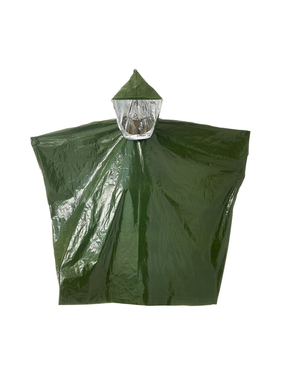 Adult Heat-Retaining Poncho with Hood, Water-Resistant, Unisex