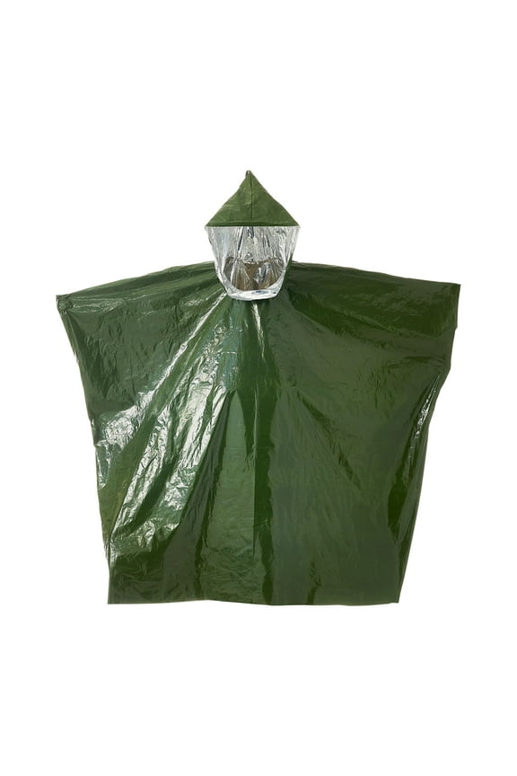 Adult Heat-Retaining Poncho with Hood, Water-Resistant, Unisex