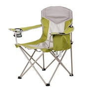 Ozark Trail Adult Oversized Mesh Camp Chair with Cooler, Green & Gray
