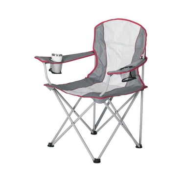 Ozark Trail, Adult Oversized Quad Chair, 9.2lbs, White & Gray Polyester Fabric