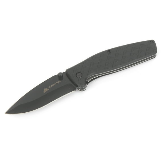 Ozark Trail Aluminum Logo Textured Folding Knife, 3" Blade, Black