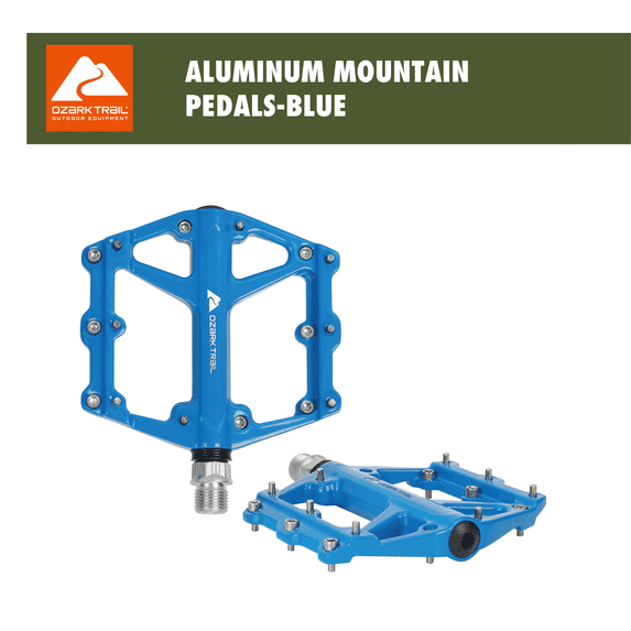 Ozark Trail Aluminum Mountain Bike Pedals, Compact and Durable, Blue